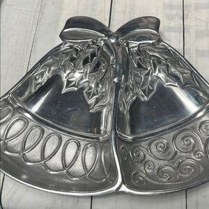 🎄 Wilton Armetale Silver Bell Shaped Holiday Tray – Decorative Serving Dish